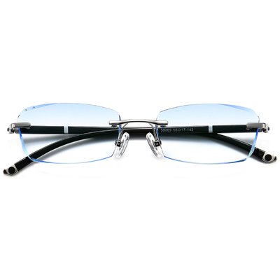 男女款切边变色无框成品近视眼镜