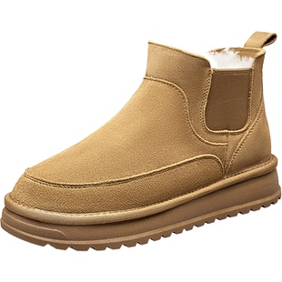 意尔康男鞋2025冬季男士加绒保暖雪地靴短筒棉鞋反绒户外休闲短靴