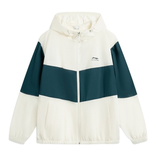 李宁防晒衣拼接男款薄外套连帽夏季情侣早秋开衫凉感运动风衣上衣