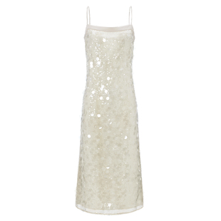 【商场同款】糖力 精致重工人鱼亮片裙 H型中长款吊带连衣裙女