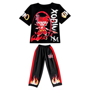 哪吒儿童服装国潮风男童短袖t恤长裤套装防蚊裤酷帅网红衣服裤子