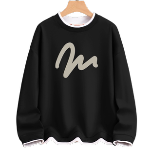 青少年卫衣男款2026新款春秋款学生圆领宽松假两件春季初中生春装