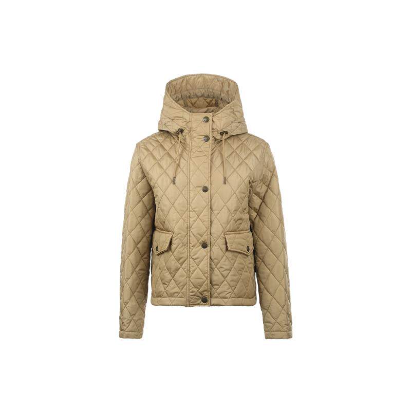 【自营】BURBERRY/博柏利女士菱格绗缝棉服连帽短款秋冬外套夹克