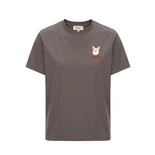 【69%棉】Eland衣恋T恤女纯色胸口柯基刺绣短袖上衣2025夏季新款