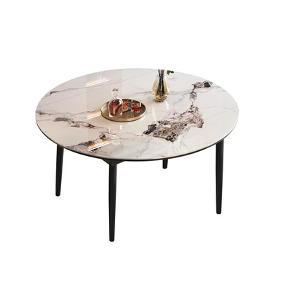 意式轻奢全托底板岩板餐桌可伸缩