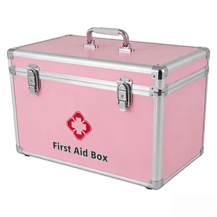 粉色铝合金医药箱急救出诊加厚家用大小号居家保健收纳家庭全套装