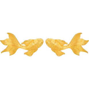 明牌珠宝古法黄金鲤鱼耳饰 如意锦鲤足金耳钉万物生AFH0265
