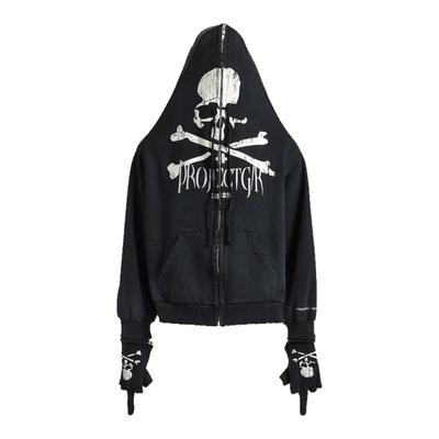 GRAILZ25SS骷髅印花拉链卫衣