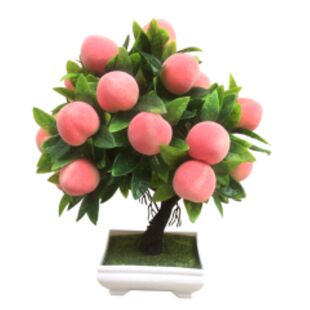 塑料仿真水果树盆栽假桃子好橘子苹果假花緑植家居酒柜干花摆件