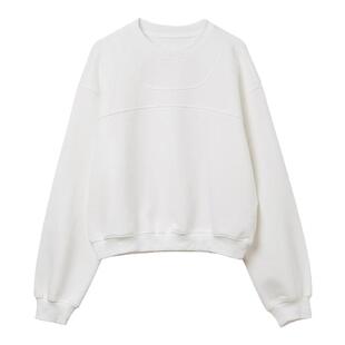 布景卫衣女春季新品简约纯色圆领拼接设计感长袖宽松上衣3092