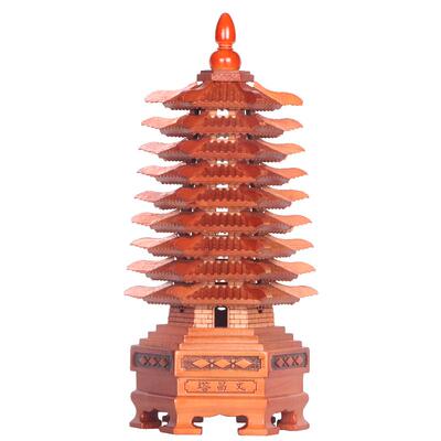 中式桃木雕刻文昌塔摆件