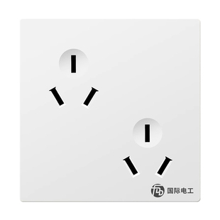 国际电工错位六孔插座86型空调热水器大功率10/16A双三孔插座面板