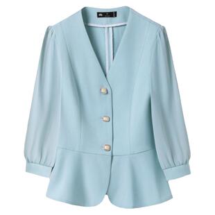 网纱袖西装套装女夏2025新款气质女神范薄款西服连衣裙外搭两件套