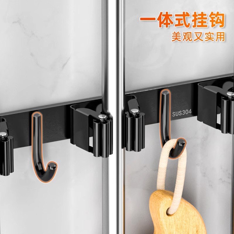厂家供应浴室免打孔壁挂拖把扫把挂钩神器固定器拖把架夹多功能