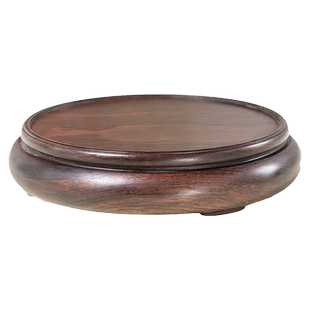 红木雕整料黑檀木圆形花瓶茶壶实木质佛像花盆景古玩奇石摆件底座