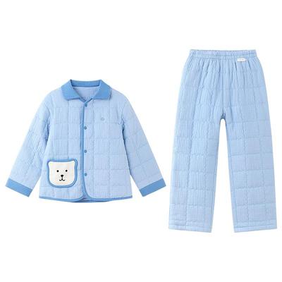全棉时代儿童家居服2025冬季新款男女童睡衣保暖夹棉厚款家居套装