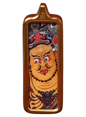 扎基拉姆绿度黄财唐卡吊坠长方形