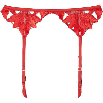 【618抢先购】Fleur du Mal 春夏女天鹅绒丝绒刺绣绢网吊袜腰带