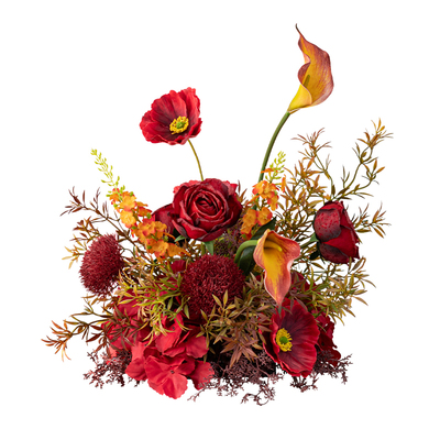 红色新年氛围仿真花桌花装饰摆设