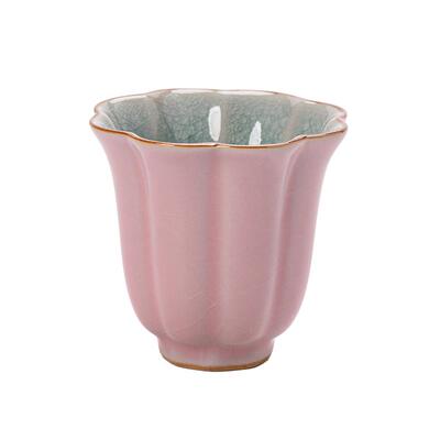 冰花粉色汝窑玉兰茶杯