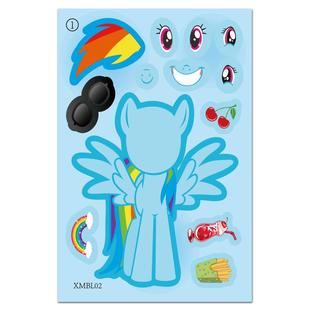 爆款卡通小马宝莉可爱创意DIY贴纸换脸云宝手账贴纸动物苹果嘉儿自粘贴画益智儿童玩具手账贴画换装动物贴画