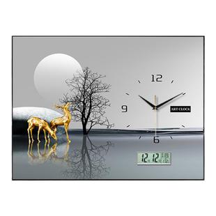 万年历电表箱装饰画带钟表免打孔配电箱遮挡画现代中式电子钟挂画