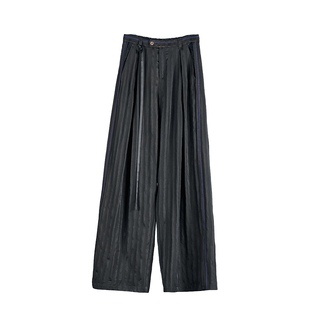 自游同款丨日着真丝香云纱拖地休闲裤女2025秋新款高腰阔腿西裤子