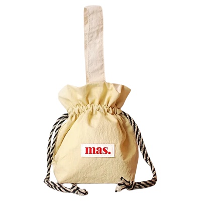 MASMARULEZ（箱包）韩国抽绳手腕包帆布手提水桶包束口袋yellow