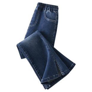 棉致女童牛仔裤2026新款春秋洋气微喇女孩裤子春款儿童喇叭裤女