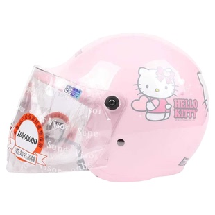 台湾EVO爱心KT猫电动摩托车儿童头盔男女宝宝小孩安全帽保暖冬季