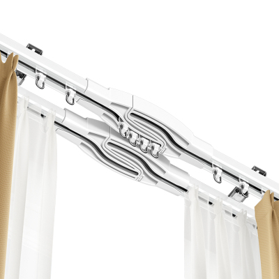 交叉窗帘轨道静音滑轨铝合金直轨