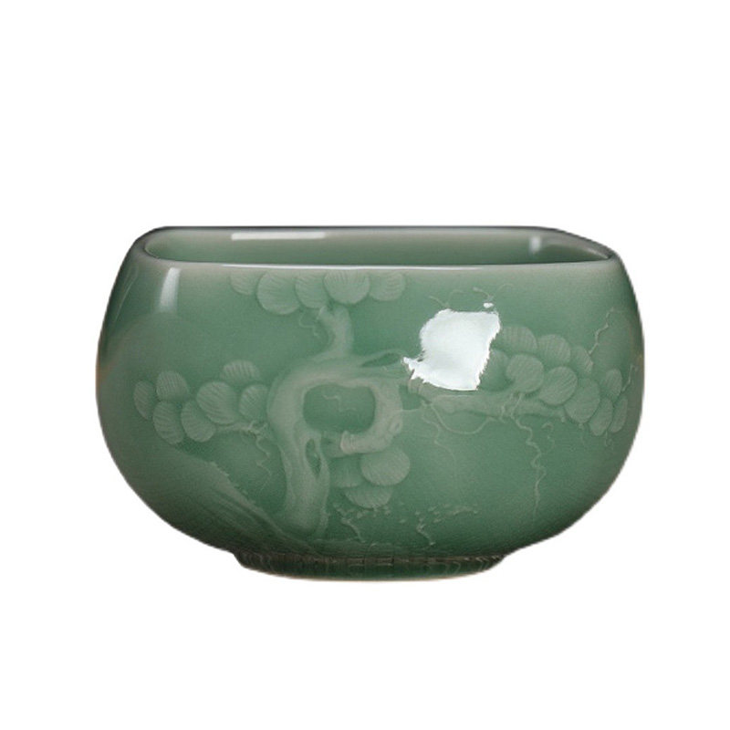 陶瓷精刻复古风四方杯功夫茶具