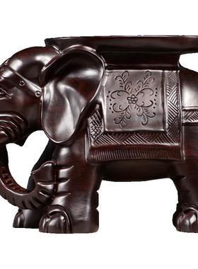 黑檀木雕泰国大象摆件一对凳象墩