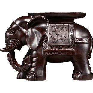 黑檀木雕泰国大象摆件一对客厅实木质象凳换鞋凳象墩凳红木工艺品