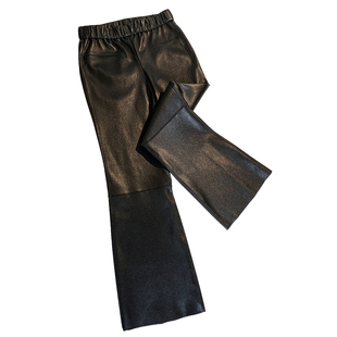 100%纯皮绵羊皮弹力女皮裤2025年秋冬新款羊皮微喇九分裤显瘦百搭