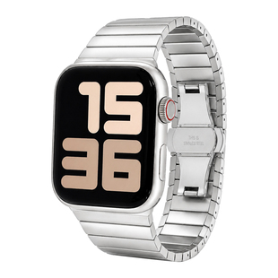 CLOUDHIS新款适用AppleWatchS10金属蝴蝶扣表带s8苹果手表表带S9运动s11男女iwatch表带SE2代Ultra3腕带银色6