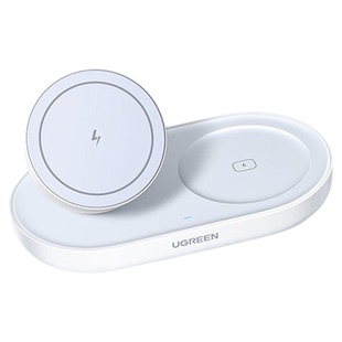 绿联QI磁吸无线充电器支架适用iPhone17promax苹果16手机耳机20W充电底座airpods4pro桌面二合一立式mgasafe