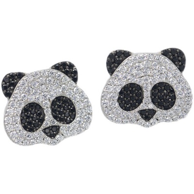 wbj定制珠宝熊猫耳钉925银