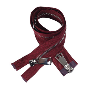 5号金属双头双开拉链银白齿长款高档羽绒服皮衣外套衣服双向拉锁