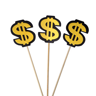 50枚暴富发财摇钱树美元金生日蛋糕插件招财猫数钱数到手抽筋插牌