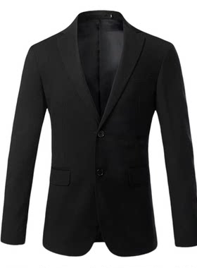 黑色修身商务正装西服加大码外套