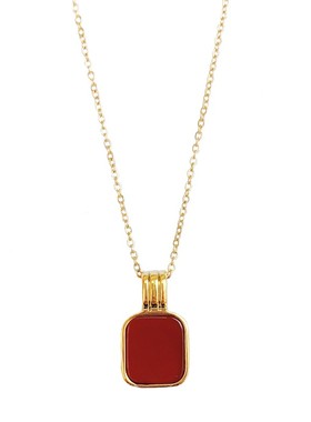 项链pdo深海酒红方型ins小众