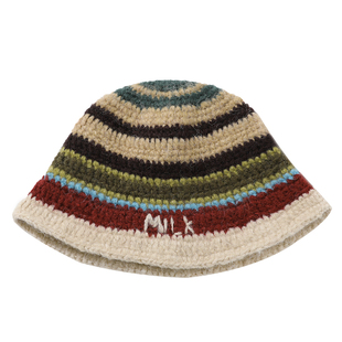 帽子2025新款针织渔夫帽女款秋冬保暖复古撞色条纹小众毛线帽盆帽