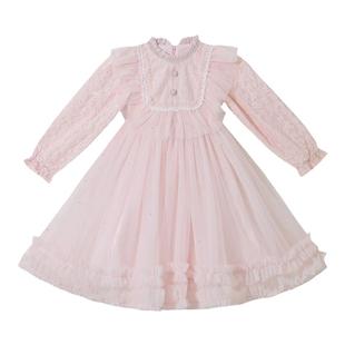 女童连衣裙春秋儿童洋气生日礼服冬季加绒小女孩蕾丝公主蓬蓬裙子