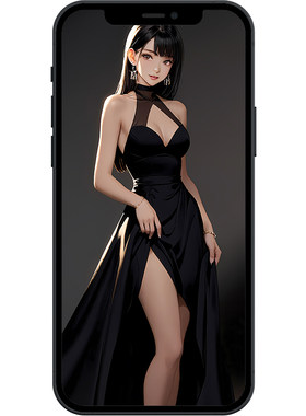 黑裙优雅少女性感二次元壁纸iphone苹果安卓手机电脑ipad平板壁纸