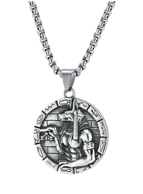 古埃及元素胡狼阿努比斯圆牌项链