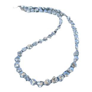 『真科研海洋蓝』天然野生keshi海水珠项链黑珍珠炫彩大溪地碎银