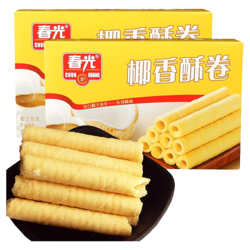 海南特产春光椰香酥卷 盒榴莲酥卷椰浆注心椰汁蛋卷三亚特产