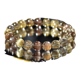 发晶手串女男魔鬼金彩发晶东海玛瑙玉石散珠子猫眼黄水晶钛晶手链