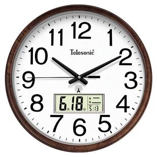 天王星挂钟电波钟石英钟静音机芯万年历时钟自动对时超大尺寸挂表